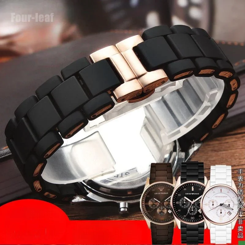 

Rubber Clad Steel Watch Strap for Armani AR5890 5859 5858 Waterproof Breathablesoft Comfortable Watch Band 20 23mm