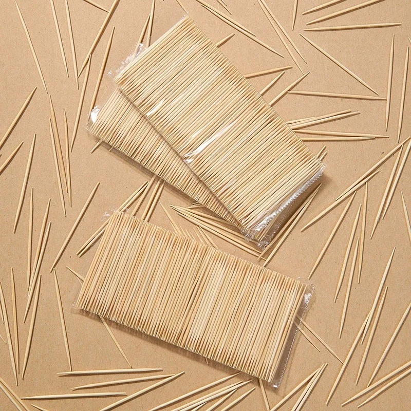 Disposable Toothpick Double Headed Thick and Thin Toothpick Fruit Toothpick Household Toothpick Natural Bamboo Toothpick