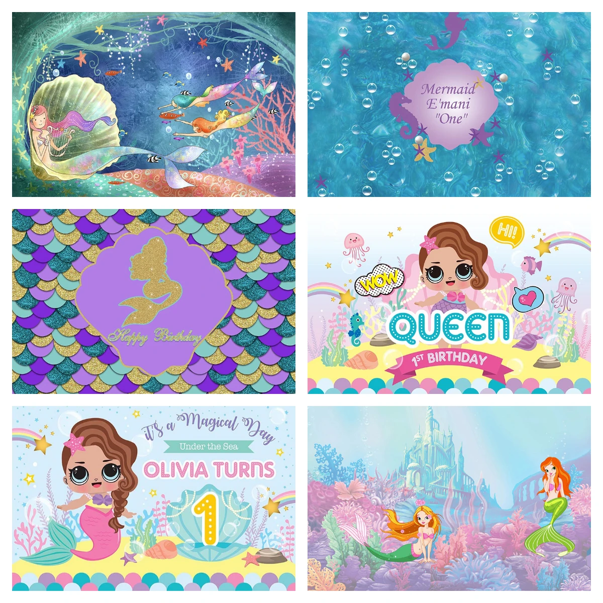 

The Little Mermaid Backdrop Photo Background For Photography Ariel Princess Party Supplies Baby Shower Birthday Decoration Props