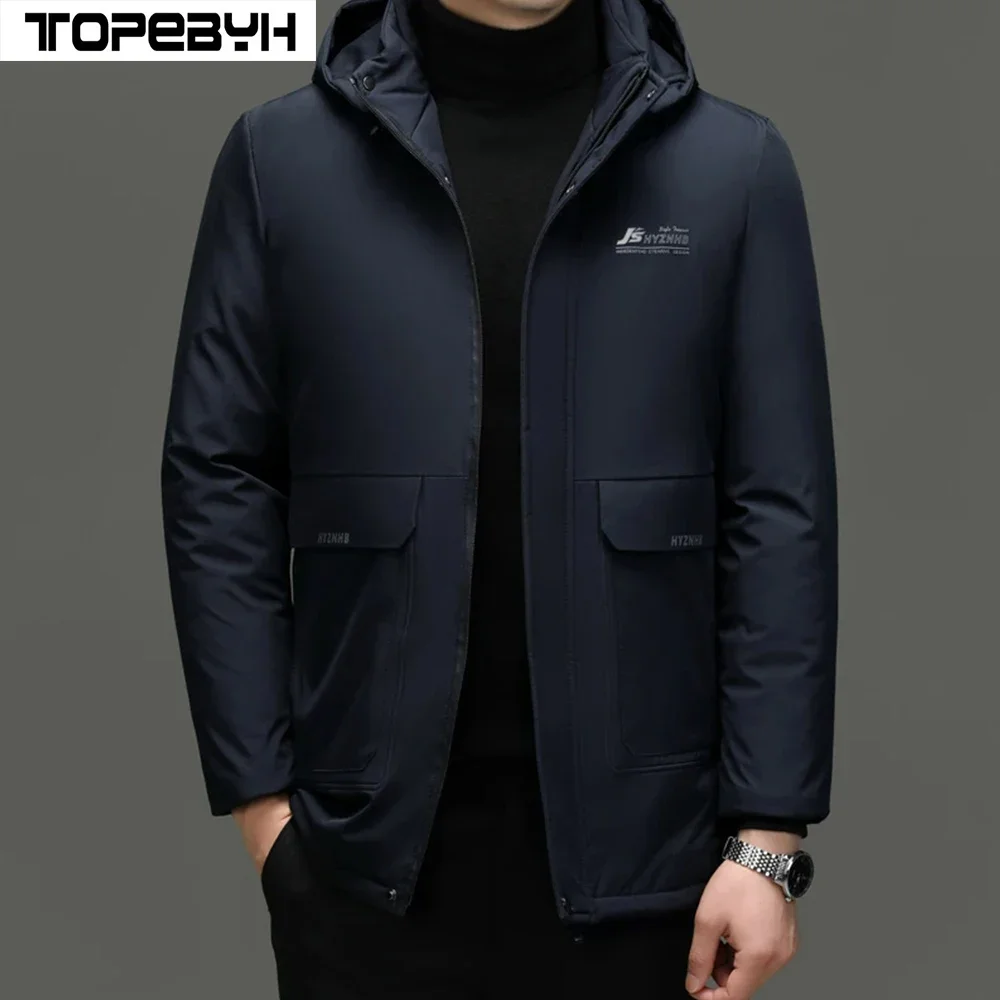 New Winter Men\'s Parkas Mid Length Extra Thick Cotton Coat Business Casual Windproof Cotton Coats