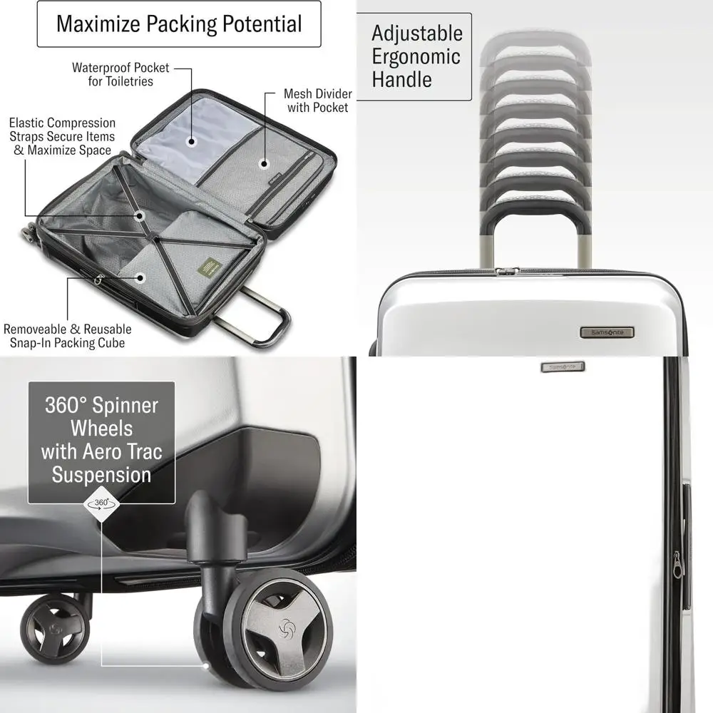 

Lightweight 28-Inch Hardshell Luggage with 360° Spinner Wheels, Expandable, TSA Lock - Silver