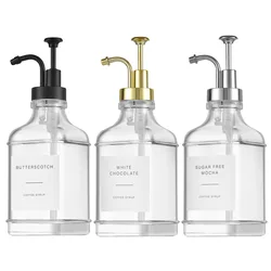 Soap Pump Dispenser Glass Bottle Bathroom Gel Liquid and Shampoo Dispenser Square Glass Bottles with Pumps Soap Container