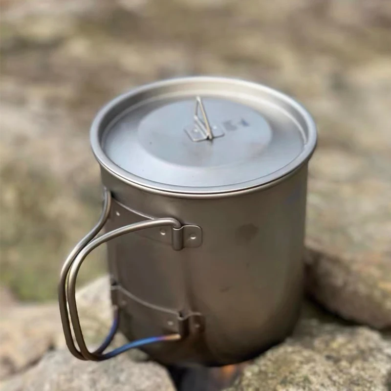 Titanium Cup Ultralight Camping Mug Outdoor Tourist Travel Pot Portable Hiking Tableware Set Equipment Supplies Picnic Cookware