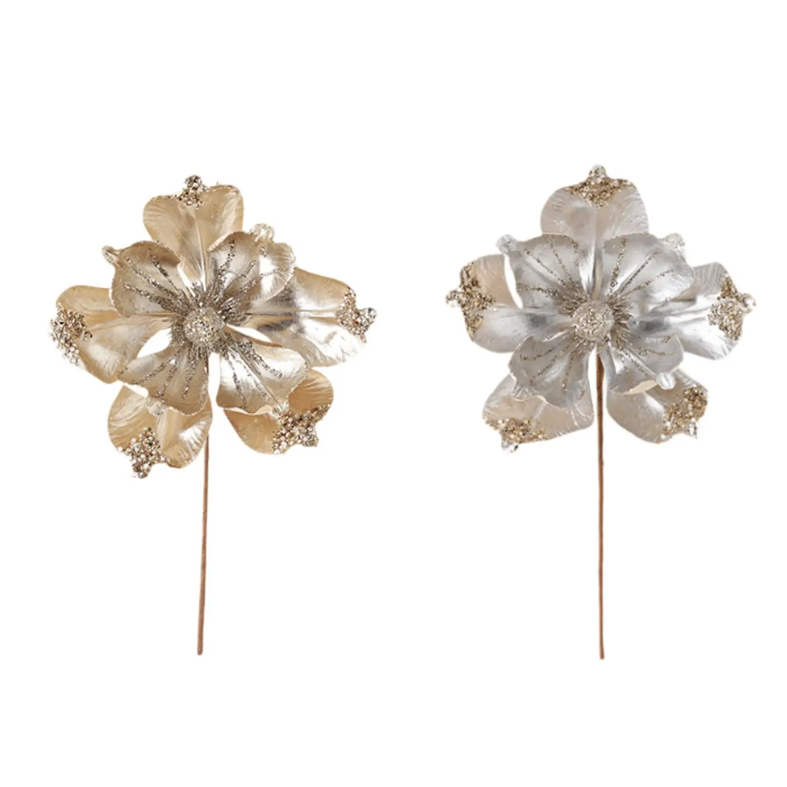 크리스마스 포인세티아 반짝이 꽃 파티, 크리스마스 꽃 선택, 선물 포장용 인공 포인세티아 꽃 스템, 벽난로