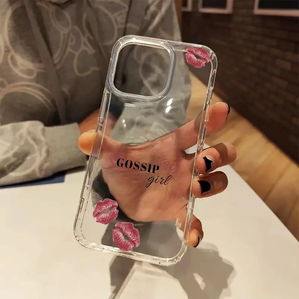 

Aesthetic Winter-Themed Transparent Phone Case for Iphone 16 Pro Max 15 14 13 12 11 XS X XR 7 8 Plus 16 Girl With Lipstick Cover