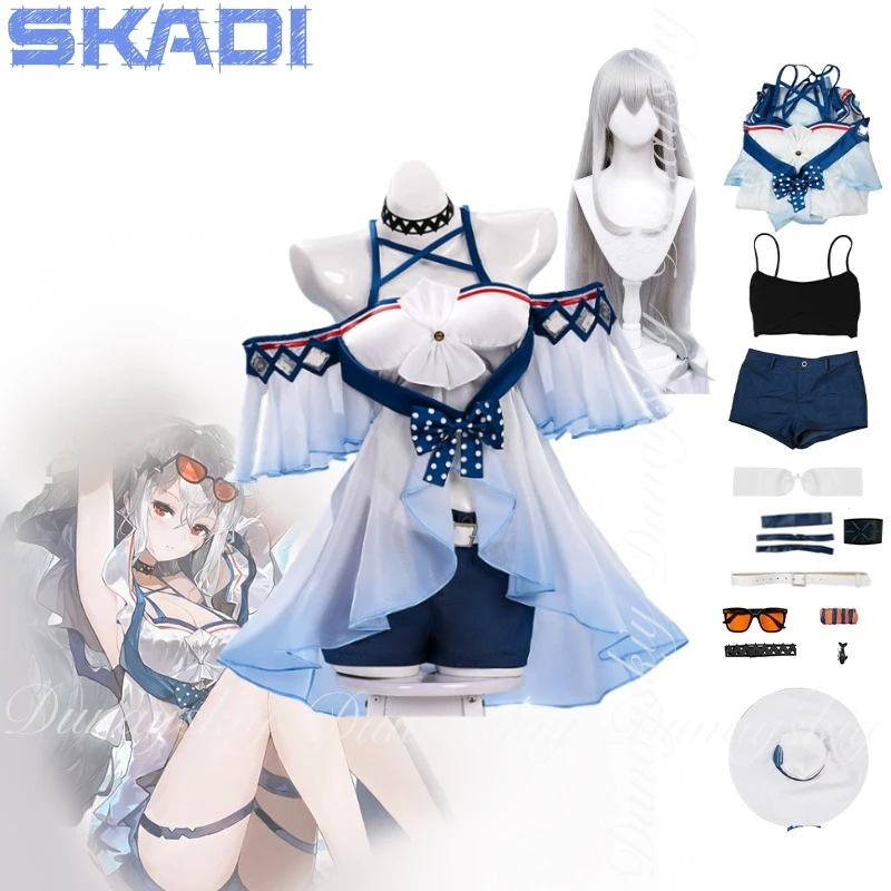 

Arknights Game Skadi Cosplay With Long Double Ponytail Gauze Top Shorts A Bounty Hunter Riding The Waves Cosplay Costume All Set