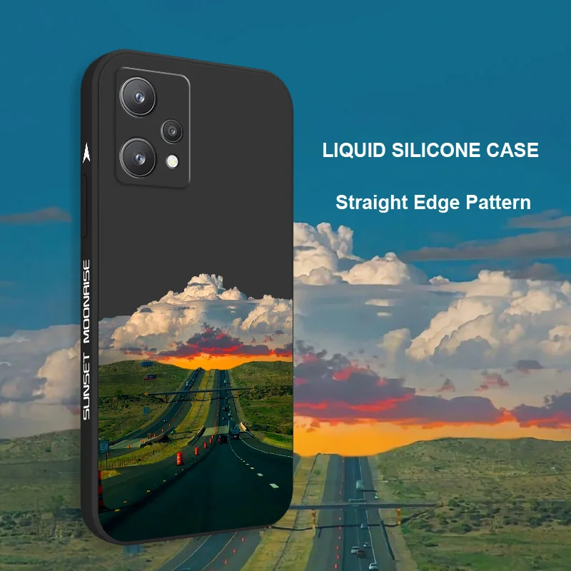 Zonsondergang Road Case Voor Oppo Realme 9 9i 8 8i 7 7i 6 Pro Plus C30 C31 C35 C1 C11 c12 C15 C20 C21Y C25 C25S Cover