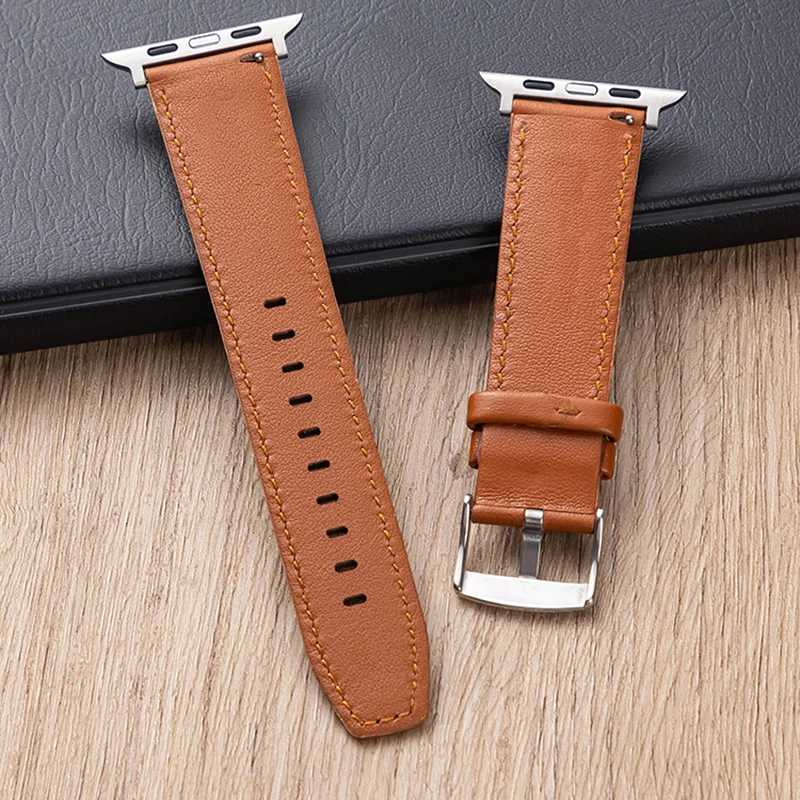 حزام من الجلد ل سوار ساعة يد آبل 44 مللي متر 45 مللي متر 42 مللي متر 49 مللي متر الترا حزام ساعة 38 مللي متر 40 مللي متر حزام سوار iWatch سلسلة الترا 7 8 5 6 4 SE