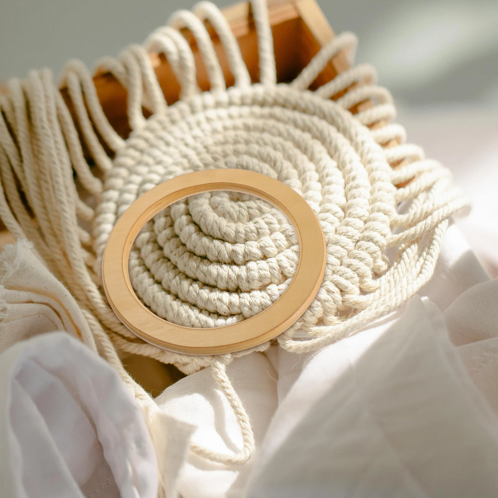 

6Pcs Wooden Round Handbag Handles Natural Grain Purse Handles Replacement for Handmade Tote Bags Beach Bags Bag Making