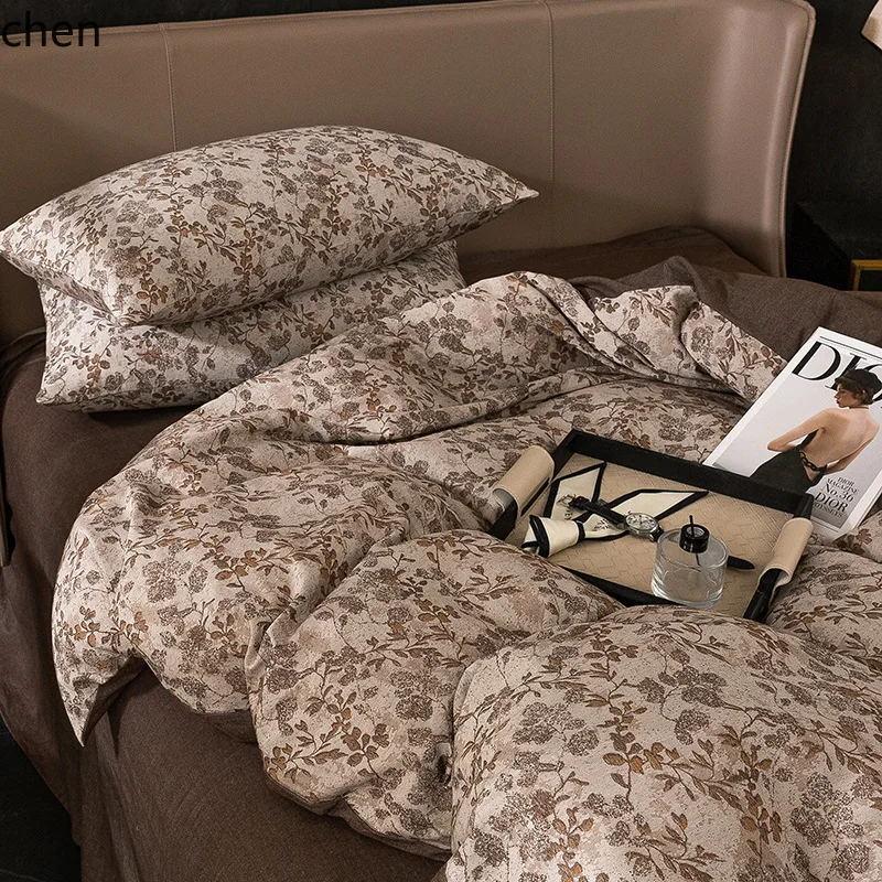 ZML all-cotton four-piece set, color-woven jacquard duvet cover bedding, washable and stain-resistant