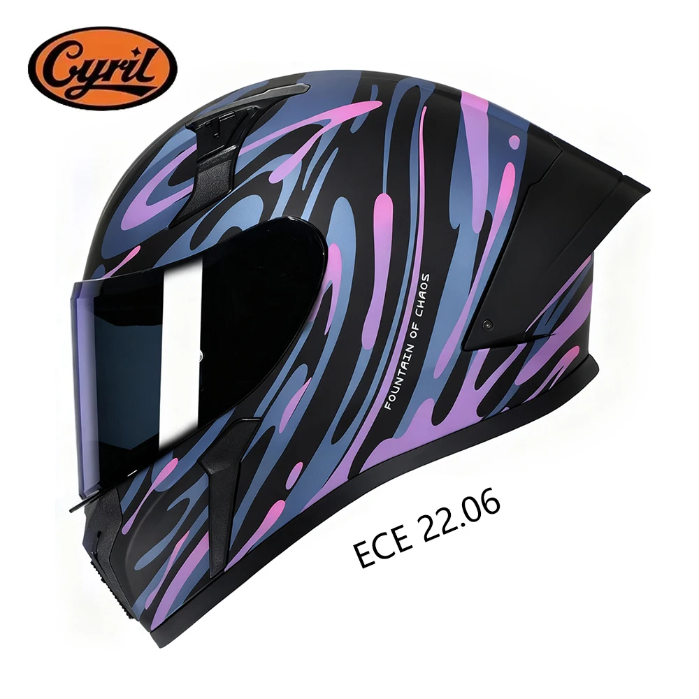 CYRIL Integralhelm ECE 22.06 Zertifiziert DOT-Genehmigt Motorradhelm für Männer und Frauen