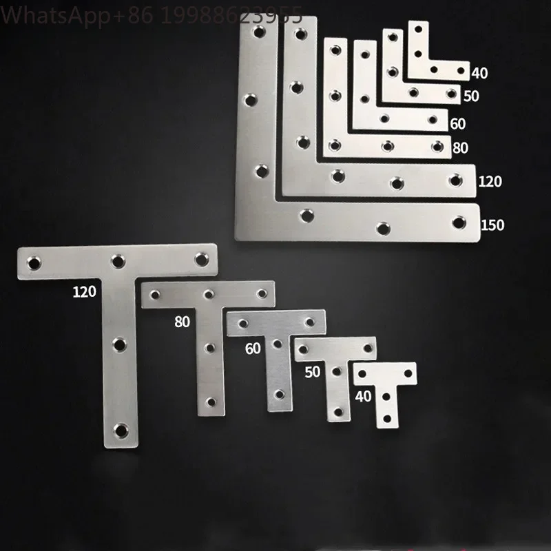 10PC/lot Stainless Steel L-shaped Right Angle Bracket Shelf Bracket Connector Metal Angle Code Furniture Hardware Accessories