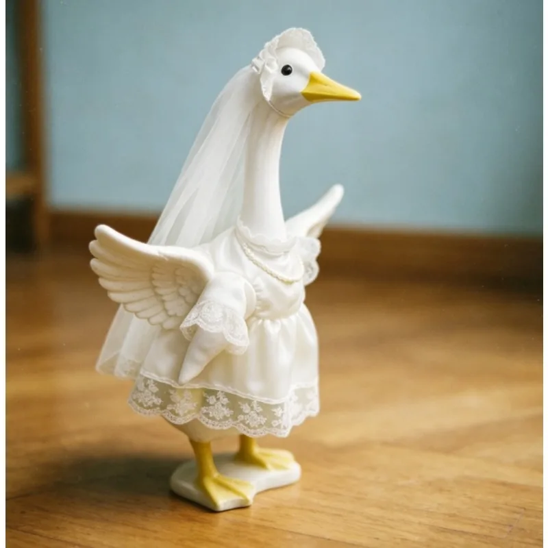 

Porch Goose Wedding Season Costume Lightweight White Dress for Yard Art Holiday Gift and Funny Garden Party