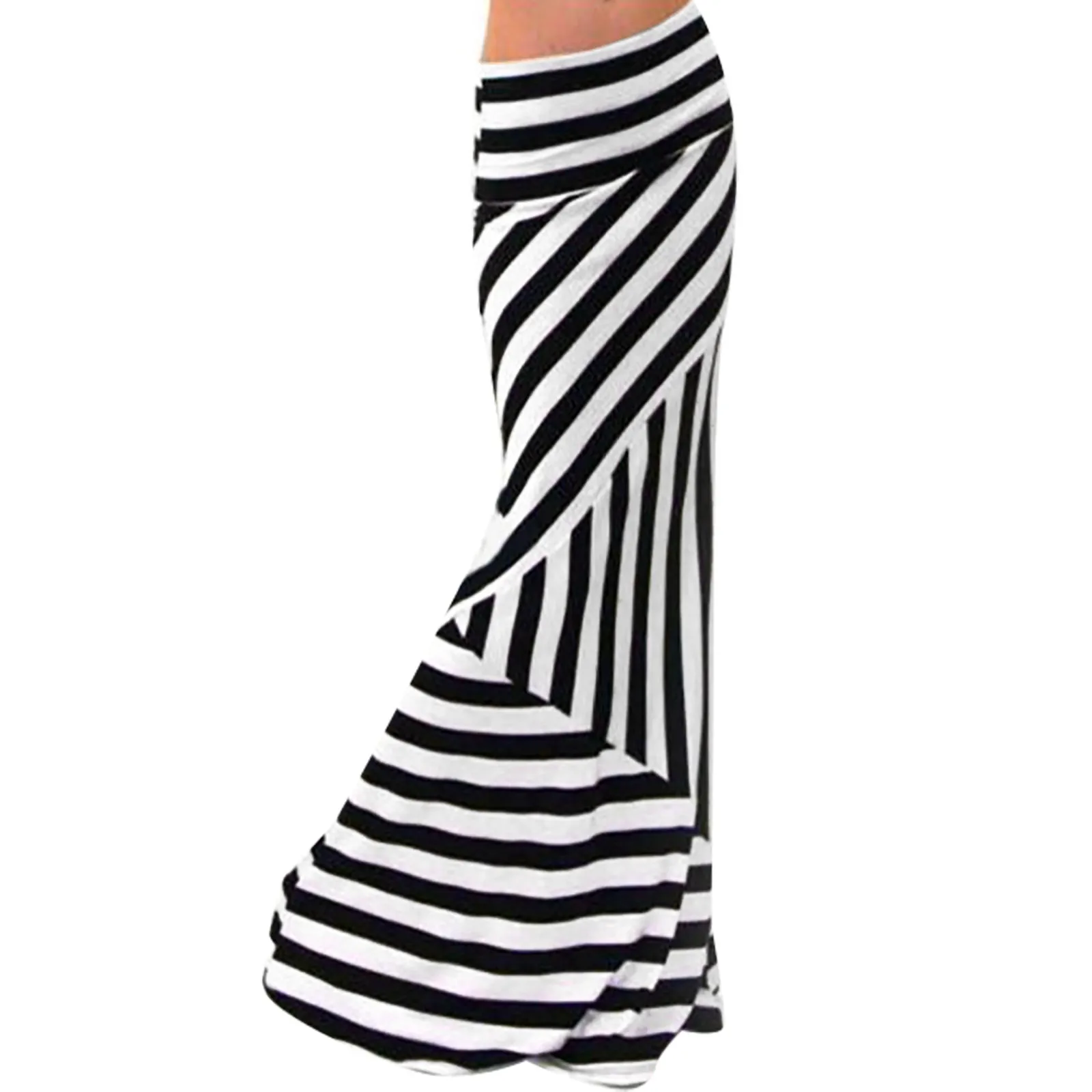 Elastic High-Waist Zebra Striped Printed Skirts Women Boho Maxi Skirt Spring Summer Long Pencil Skirt For Women 2022 New Arrival