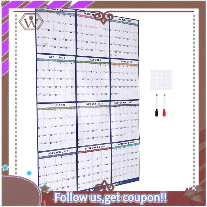 ABBG-стираемая доска-календарь, ежемесячный еженедельник, прозрачная 12-месячная влажная и сухая доска для настенного домашнего офиса, многоразовая