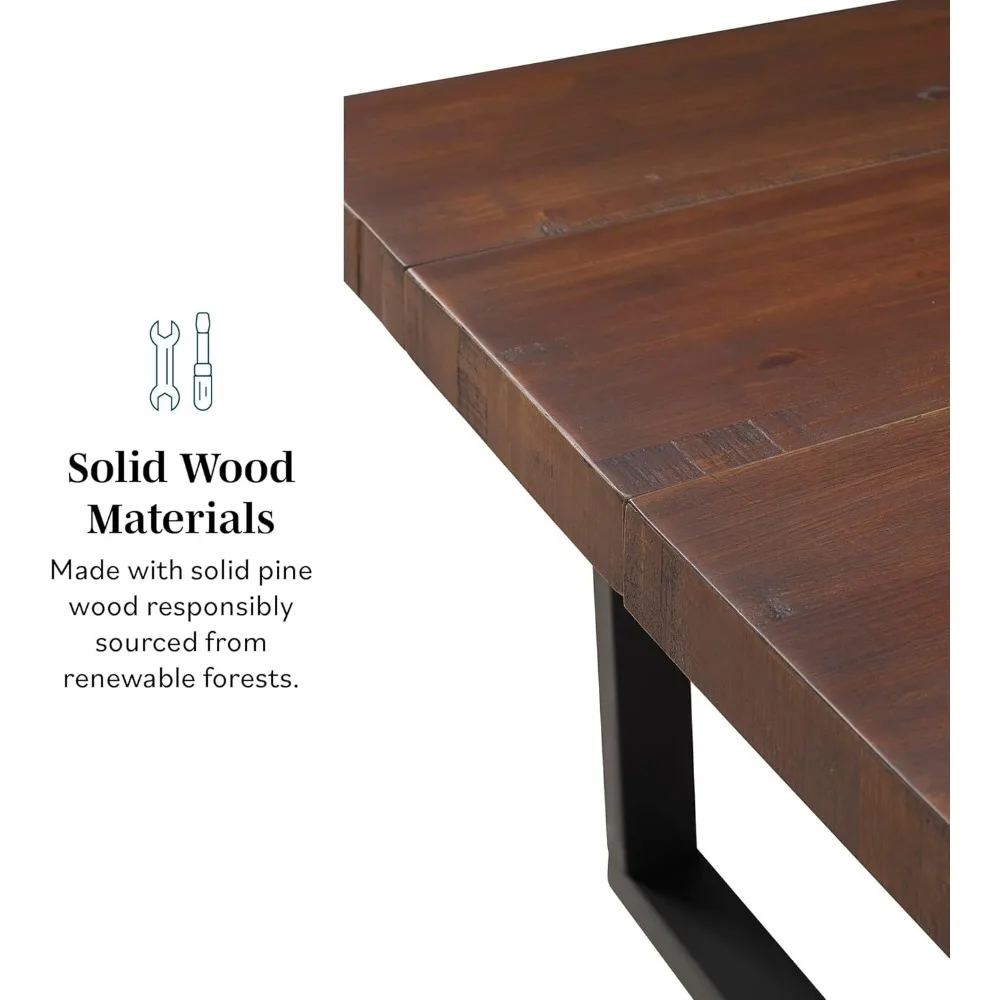 Mesa de jantar moderna em madeira maciça, 72 polegadas, mogno