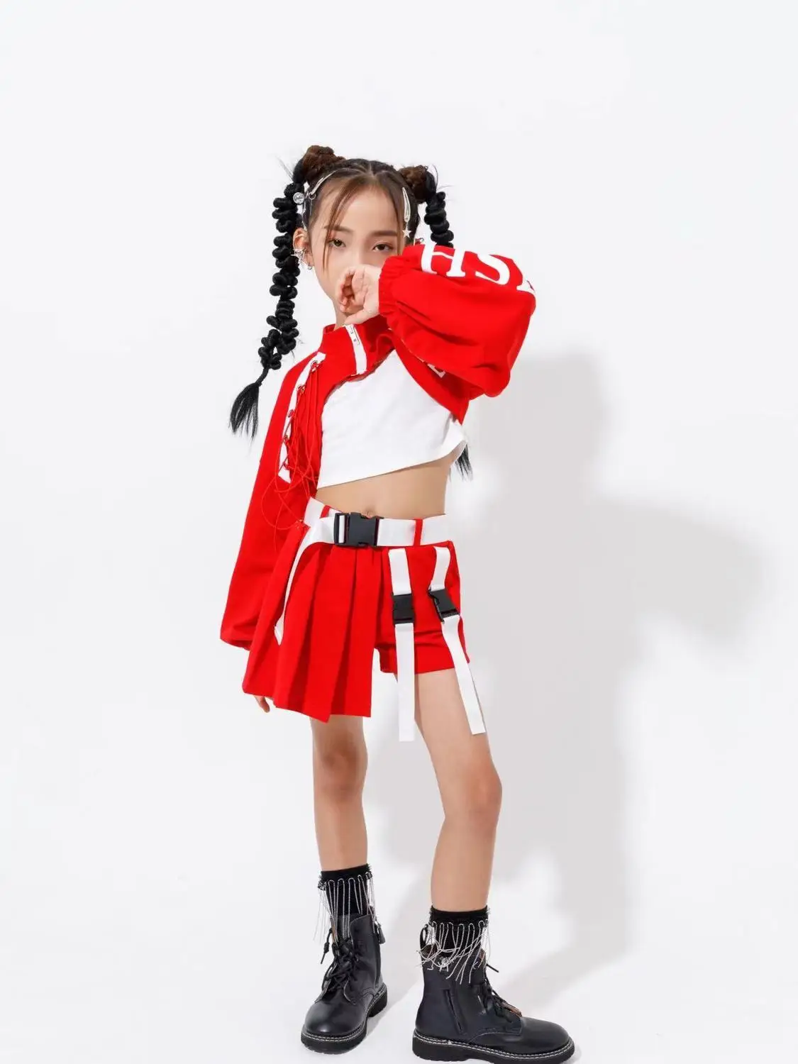 kid Girl Jazz Dance Costume Children Street Hip hop Dance Jazz Kpop Dance Costume for Girls pink Outfit Streetwear Clothes Sets