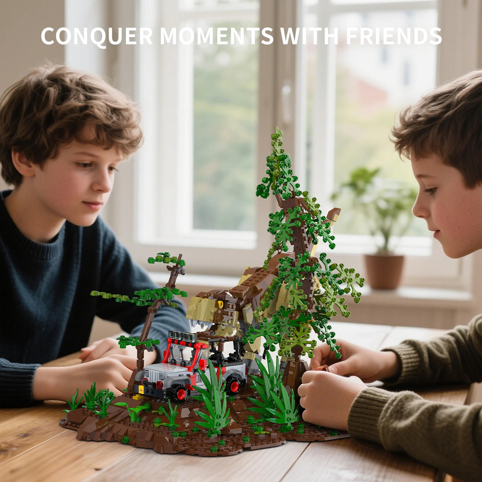 

2025 NEW 3D Dinosaur World Building Blocks Set Tyrannosaurus Rex Chase for Boys Educational Toy Children's Christmas Gift