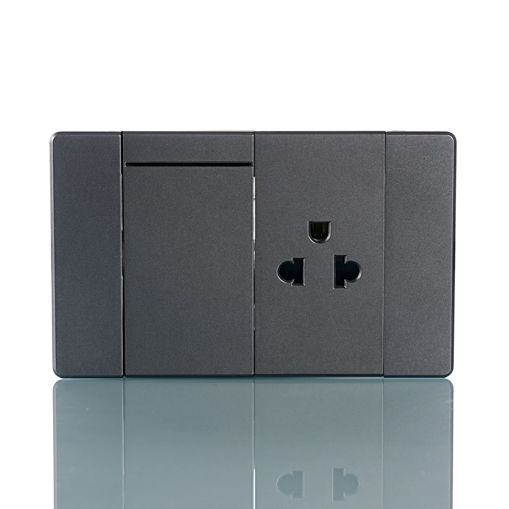 

South American series 118 type PC panel gray one-position switch Thai round three-hole 16A wall switch 110-250V