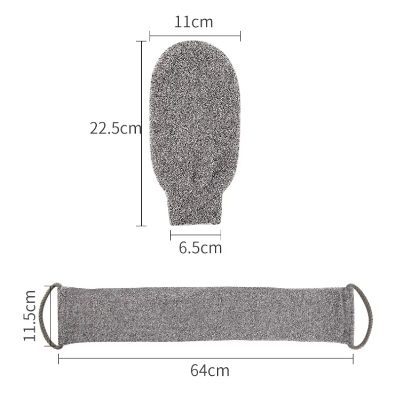 Soft Grey Bamboo Fiber Strip Scrub Pull Back Strip Rub Back Belt Bath Sponge Towel Bathroom Tools Body Cleaning Towel