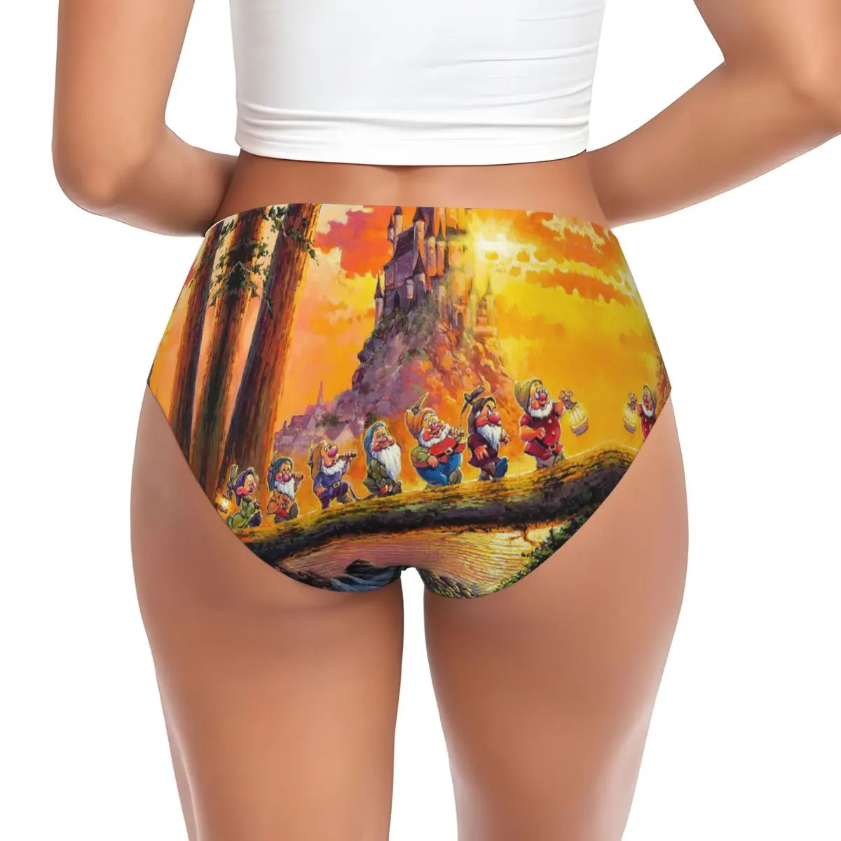 Custom Women Snow White And The Seven Dwarfs Walt Panties Underwear Female Stretch Briefs Underpants