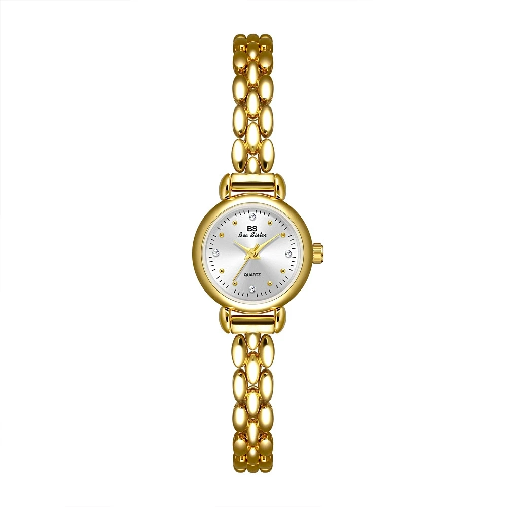 BS ビーシスター 新しいライト高級シンプルなレトロなスモールチェーン腕時計女性のファッションカジュアル日常着女性の腕時計ゴールド