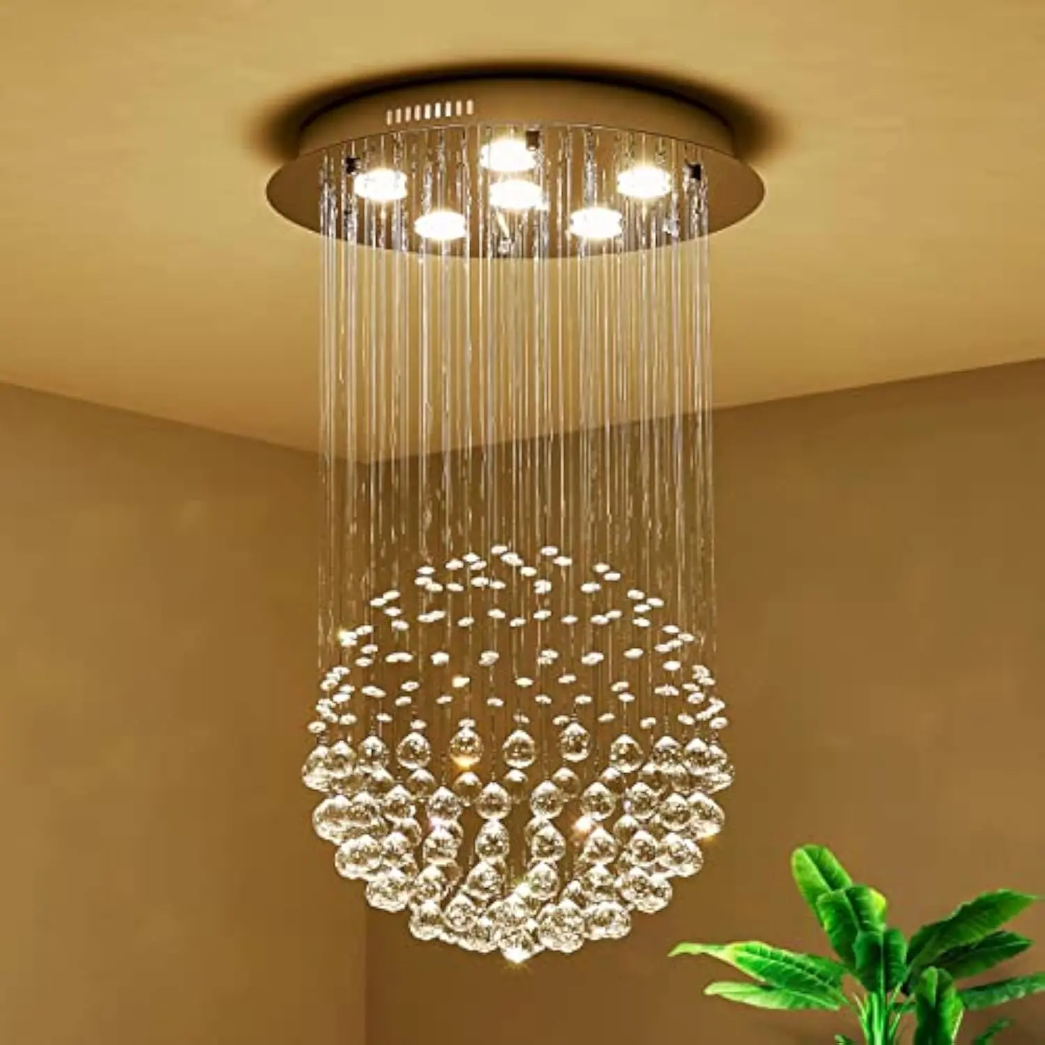 

Saint Mossi Chandelier Modern K9 Crystal Raindrop Chandelier Lighting Flush Mount Led Ceiling Light Fixture Pendant Lamp for Di