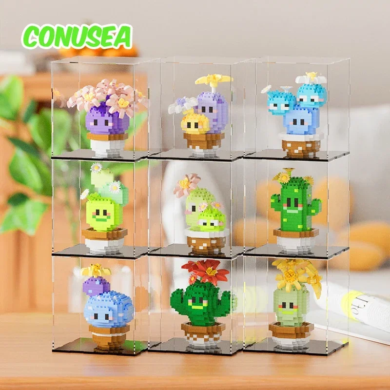 Micro Building Block Cactus Set di piante in vaso Camera Decorazione da scrivania Giocattoli Bambini Assemblaggio Giocattoli in mattoni per bambini Regali di Natale
