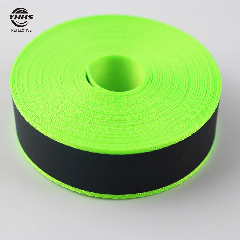 2.5cm Fluorescent Green Nylon Ribbon  Rainbow Reflective Webbing Sewing On Clothes  Garment Accessories Bags 5 Meters Pet Belt