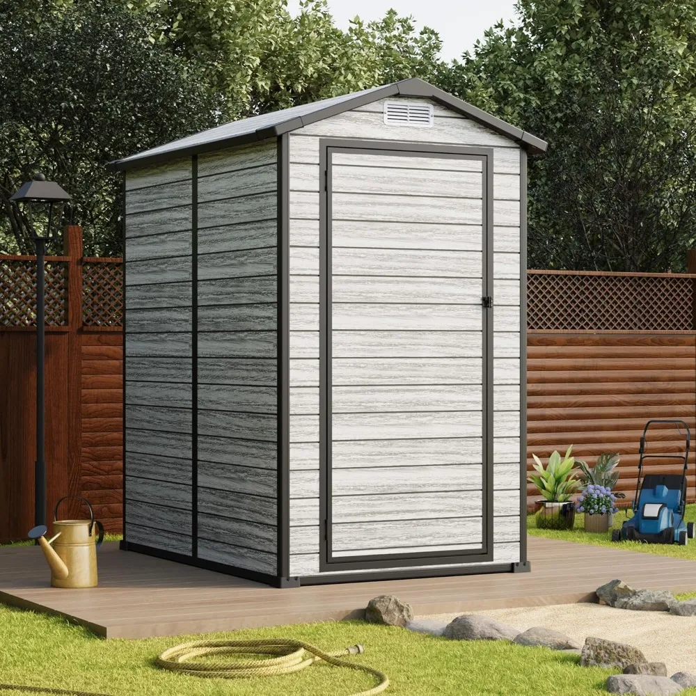 

Durable Resin Outdoor Shed with Window, Weatherproof PVC Garden Storage Shed, Secure Plastic Backyard Shed