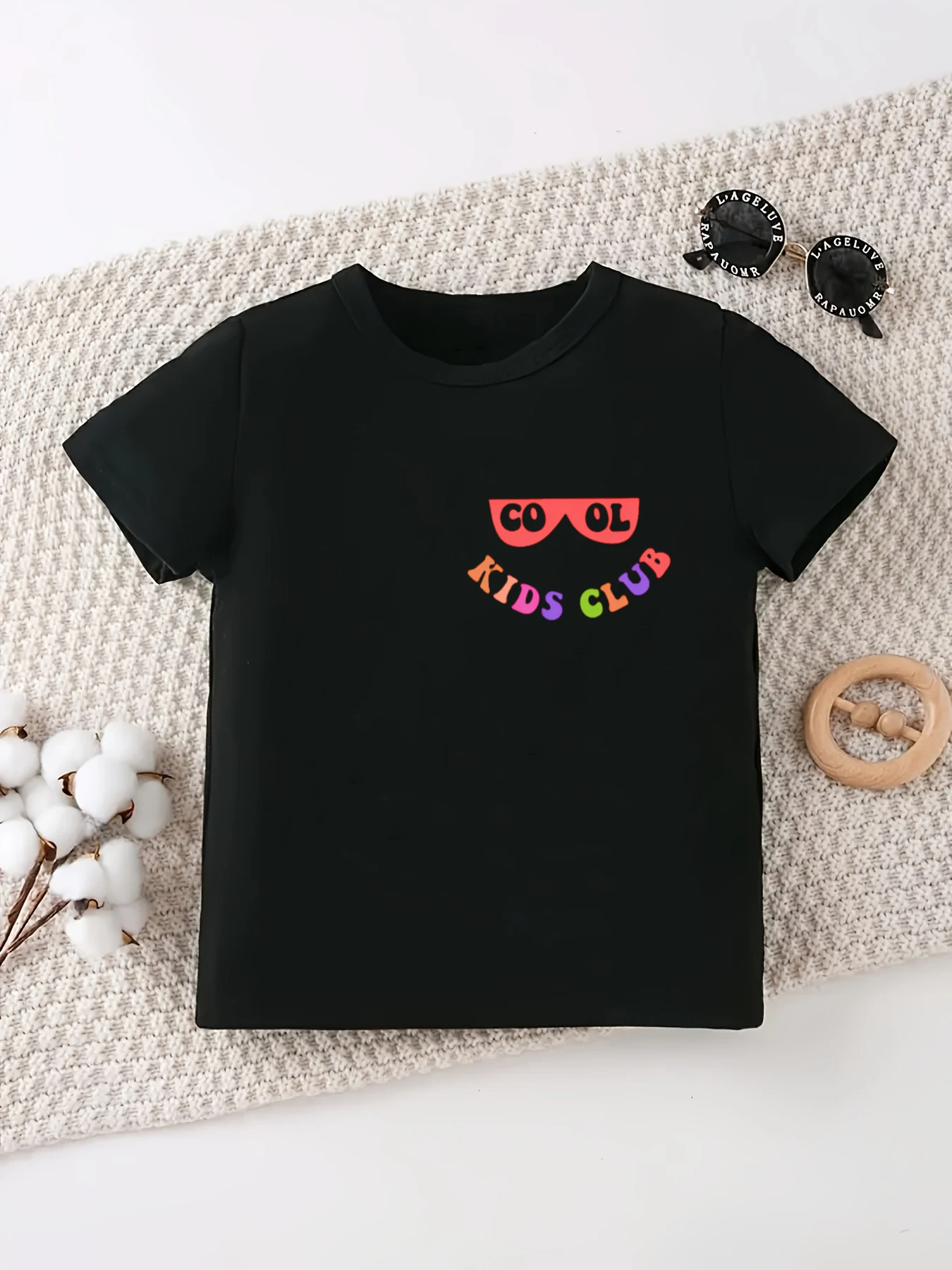 

cool kids club pocket letter printed t shirt girls/boys kawaii kids clothes summer fashion tops shirt white black t-shirt
