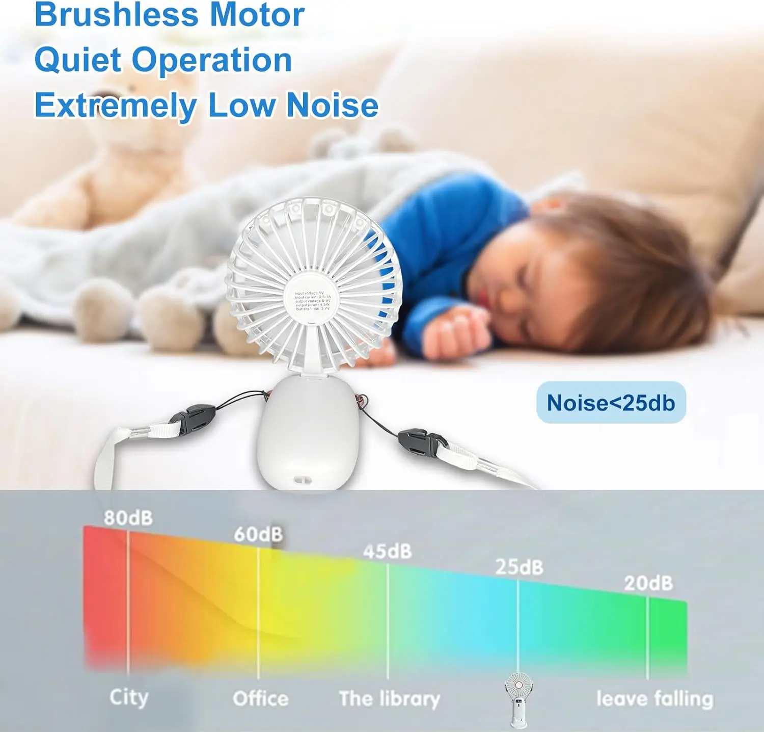 Portable Fan, Personal Fan, 5-IN-1  Mini Fan, USB Rechargeable Fan, 3000mAh Battery with 5 Speed, Portable Travel Fan for Women