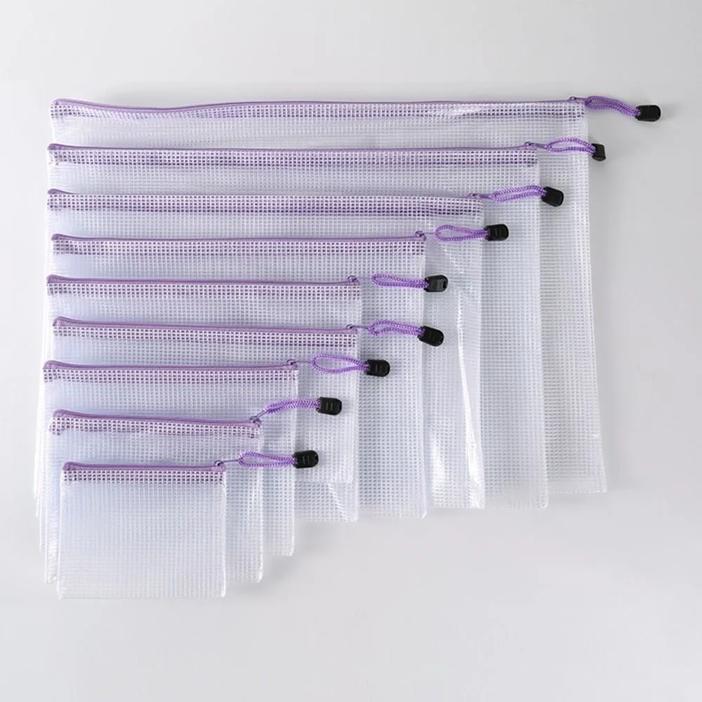 Cosmetic Makeup Bags Mesh Zipper Pouch Paper Organizer Large Capacity File Folders Pouch Waterproof Plastic File Organizer