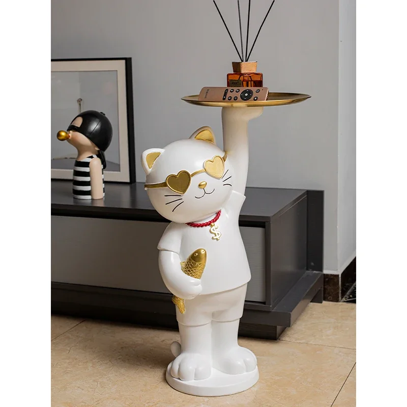 Home Decor Large Floor Decoration Statues And Sculptures Sofa Side Table Indoor Cat Figurine Handicraft Resin Nordic Gifts