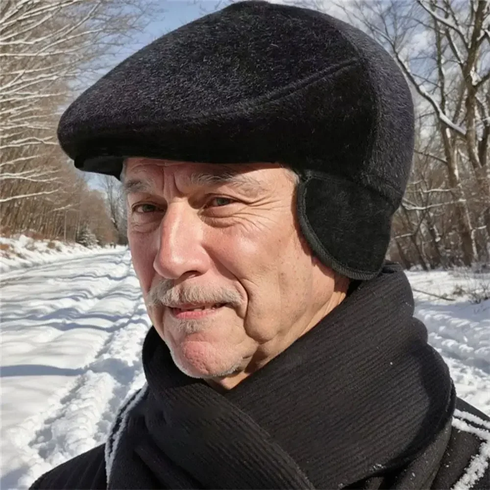 

Модная шляпа газетчика из искусственного меха, зимняя теплая уличная шляпа для папы, винтажный мужской берет