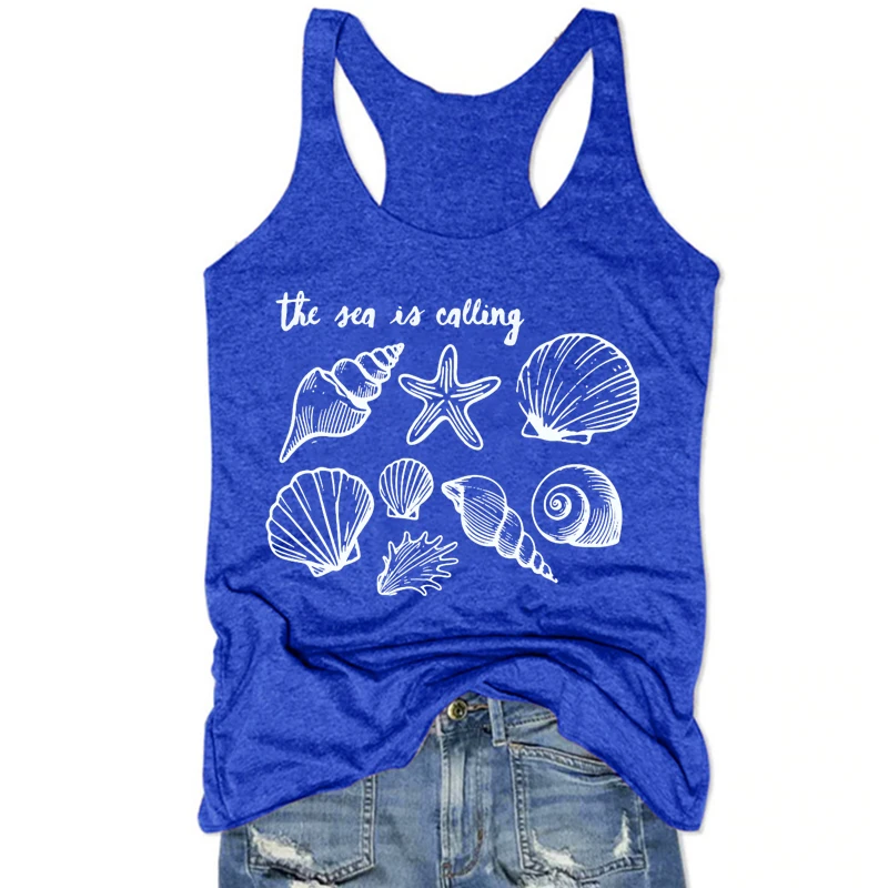 

The Sea Beach Tank Top Seashell Women Tops Vacation Outfit Summer Tank Top Beach Cute Beachwear
