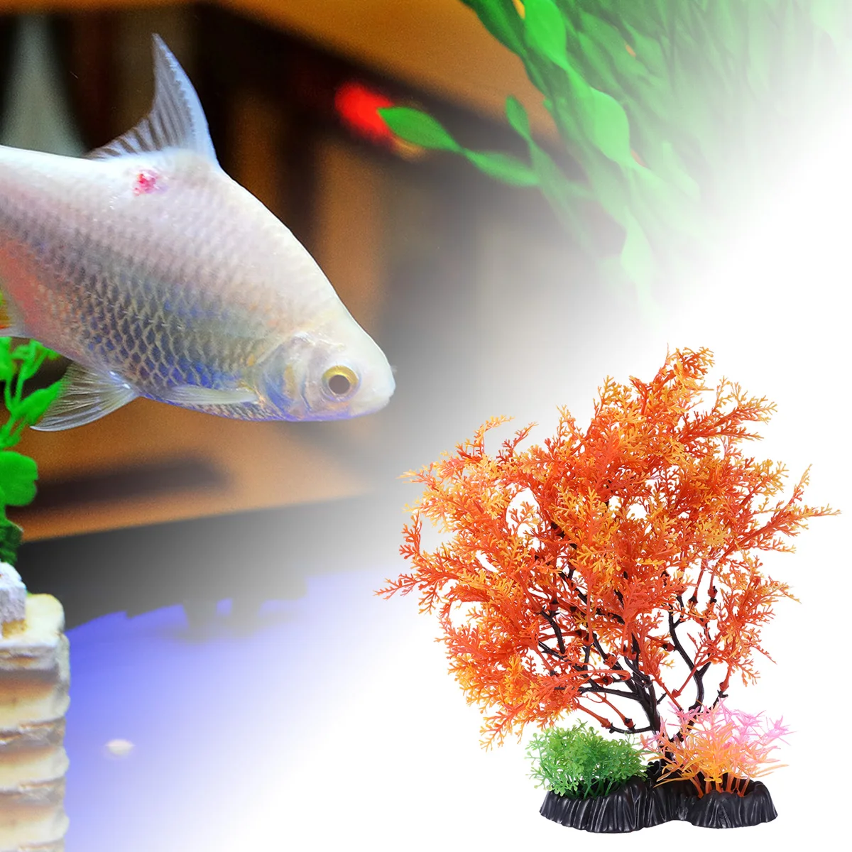 

Simulation Tree Set Aquarium Ornament Decor Fish Tank Plant Decorations Artifical Organge Decorate