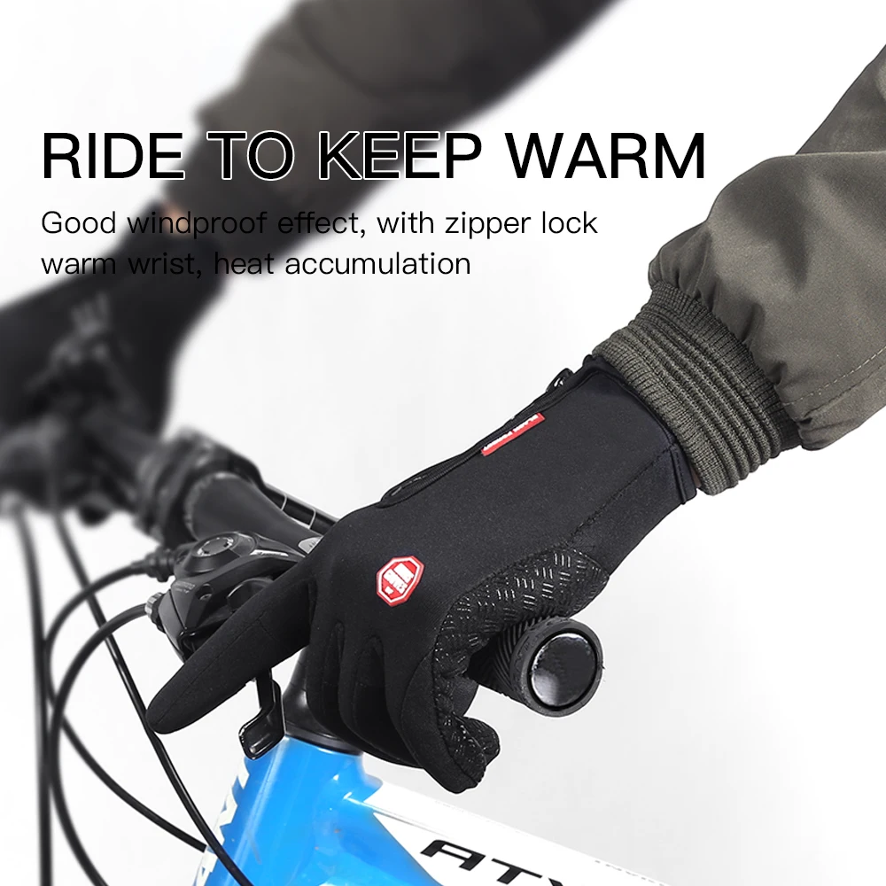 Gants de cyclisme d'hiver imperméables et coupe-vent pour hommes et femmes, mitaines chaudes, écran tactile, vélo, temps froid, sports de course, randonnée, ski