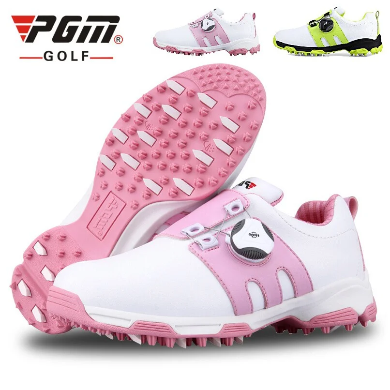 PGM Golf Kids Sport Shoes with 3D Breathable Groove Waterproof Breathable Anti-Sideslip Sneakers for Boys Girls Children