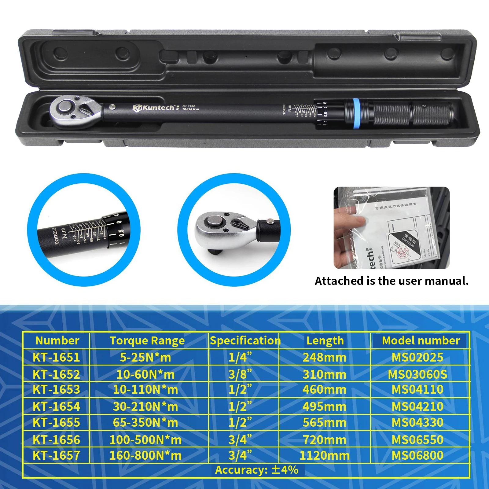 TLF مفتاح عزم دوران ميكانيكي متين عالي الدقة قابل للتعديل، مفتاح عزم دوران مزدوج الاتجاه قابل للتعديل لإصلاح السيارات #4