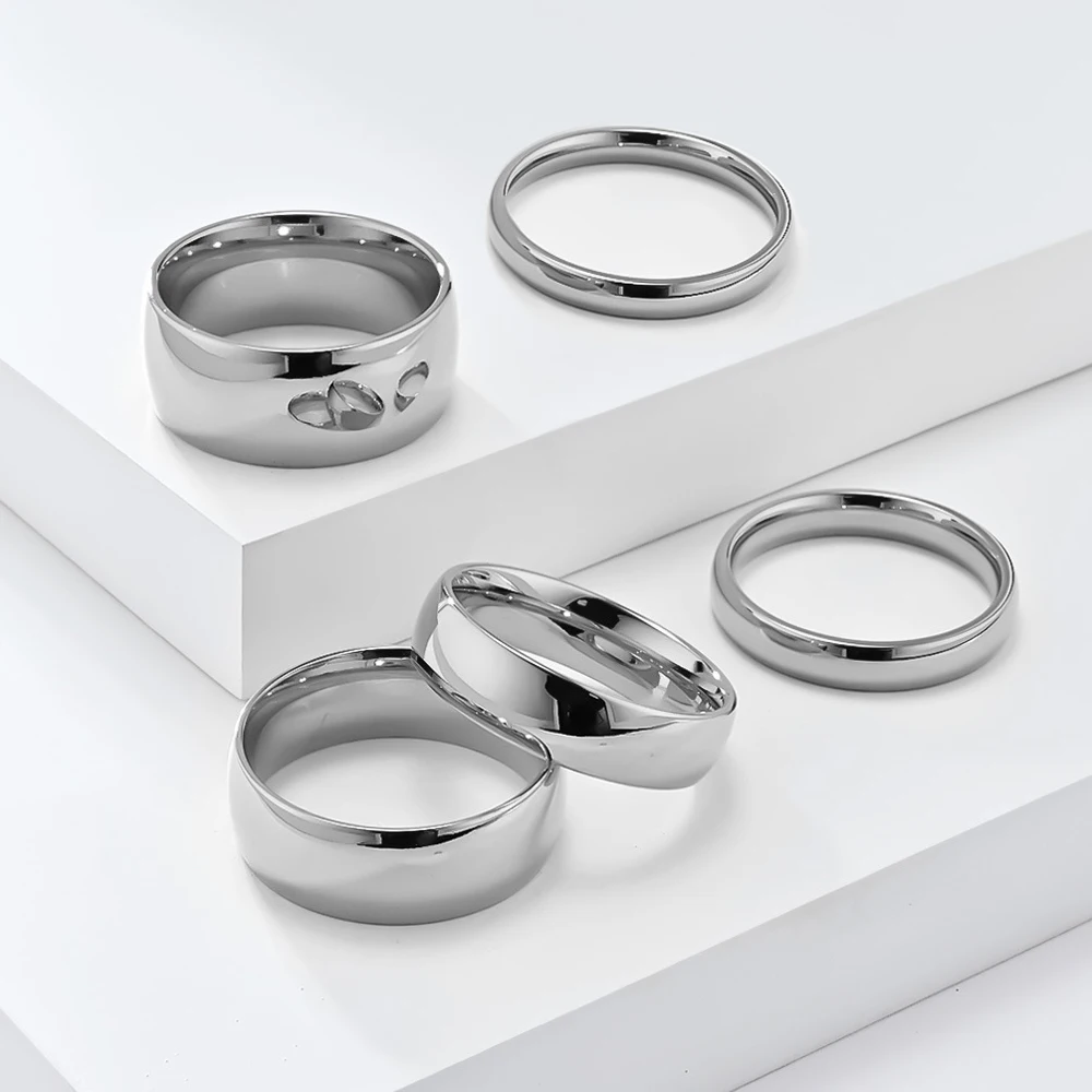 Klassischer 8mm Hochglanzpolierter Edelstahl Ehering für Frauen Stapelbarer Jubiläums-Schmuck Geschenk für Ehefrau – Detail 5