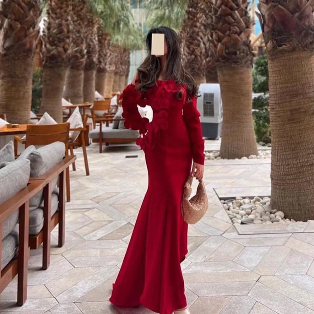 

Msikoods Burgundy Evening Dresses Simple Off The Shoulder Pleats Mermaid Prom Dress Bodycon Satin Dubai Arabia Celebrity Gowns