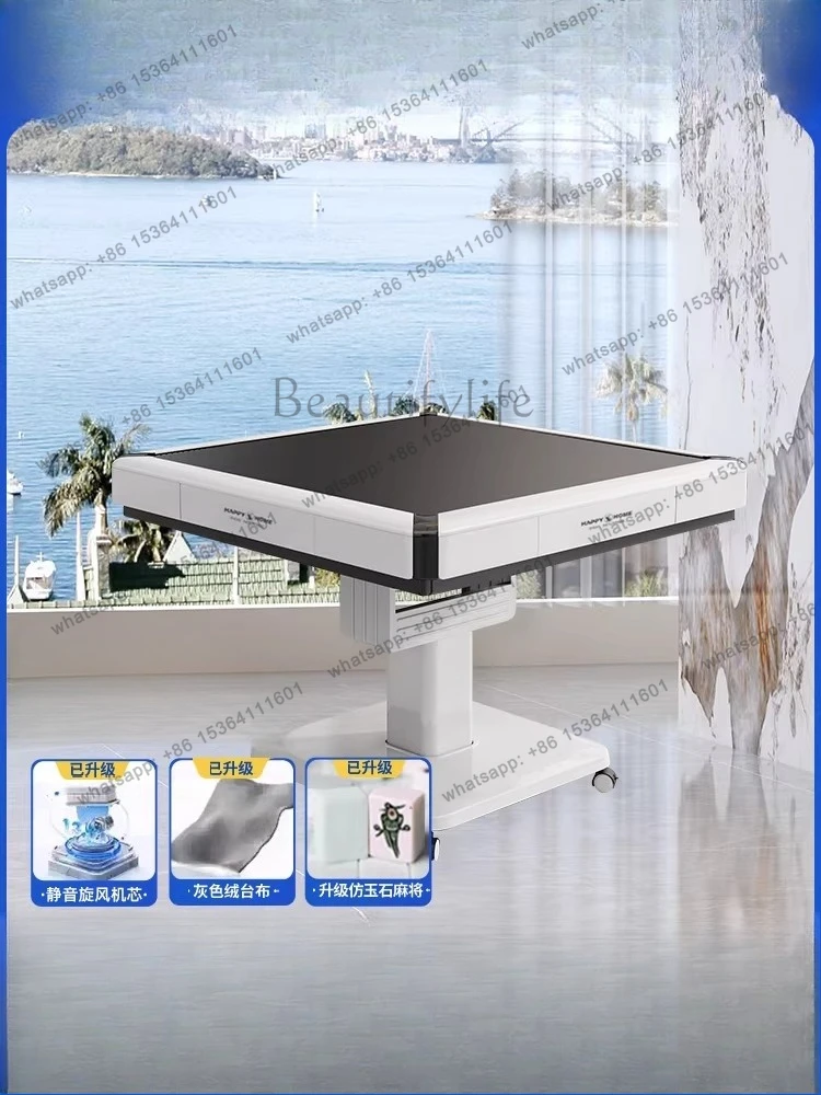 Folding mahjong machine Automatic household dining table Dual-purpose four-sided heating mahjong table