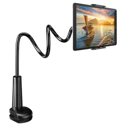 Tablet Holder Stand Bed Adjustable Flexible Arm Tablets Mount Clamp on Table For iPad Air Mini Or Other 4.7-10.5
