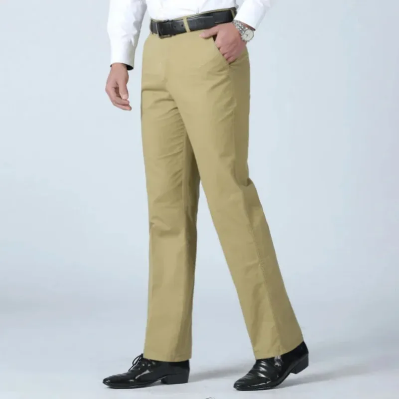 Summer Thin Men's Casual Autumn Thick 100% Cotton Suit Pants Classic Business Fashion Stretch Trousers Male Brand Clothes GOZBKF
