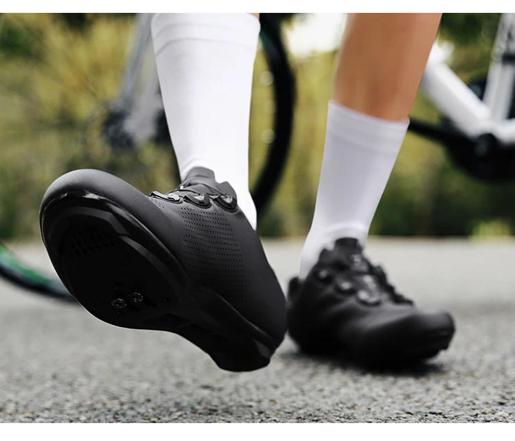 Rennradschuhe für Herren und Damen, Selbstverriegelnde Speed-Fahrradschuhe mit SPD-Klammern, Flacher Sohle für MTB-Radsport – Detail 11