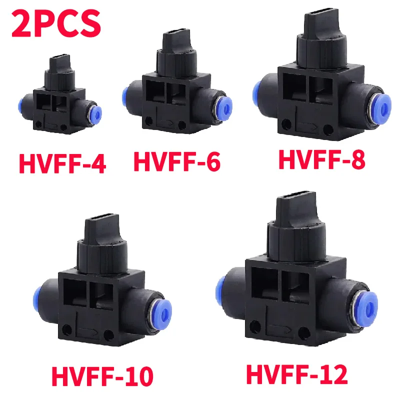 

2Pcs HVFF Pneumatic Flow Control Valve 4 6 8 10 12mm OD Tube Push In Air Hose Speed Regulator Tube Manual Hand Shut Off