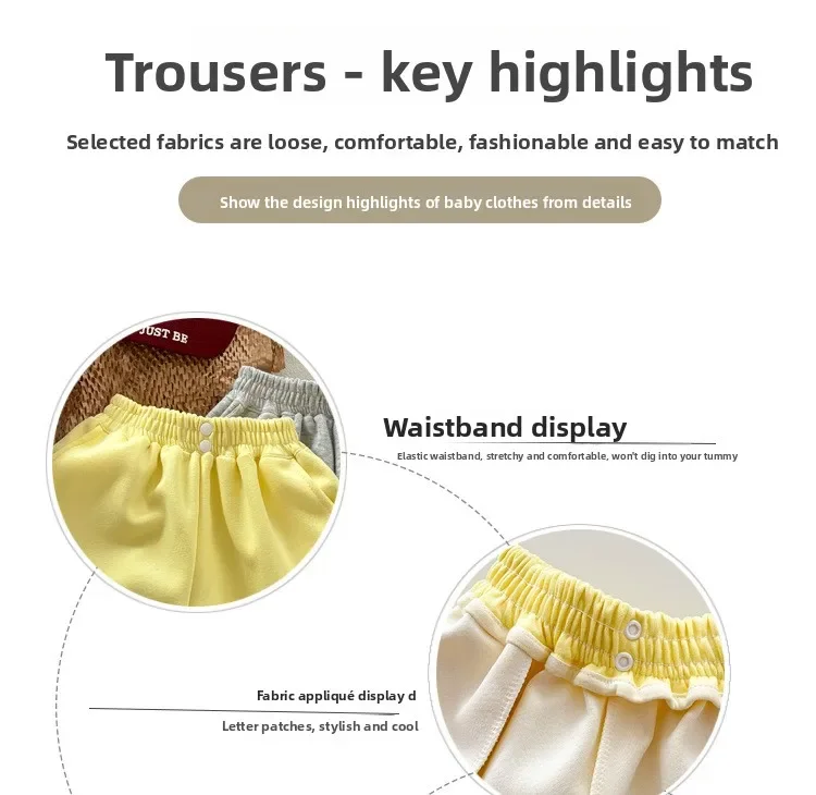 Koreanischer Stil, einfarbige Sport-Langhose für Kinder, Jungen und Mädchen, Frühling/Herbst, Freizeit-Hose, Jogginghose. – Detail 7