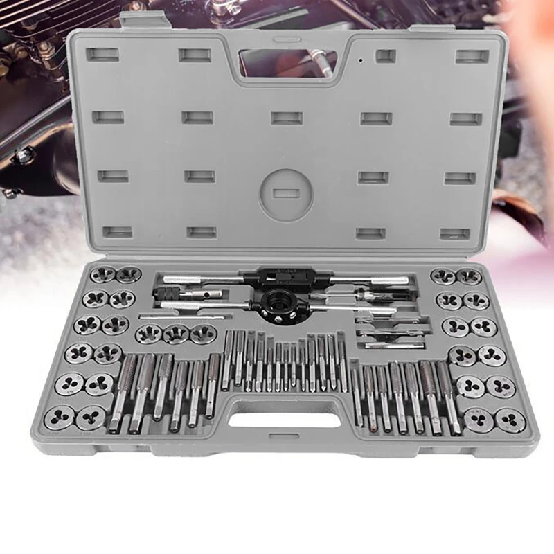 60 In 1 Tap And Die Sets M3-M12 Female Drill Male Thread Screw Threading Kit Key Mechanical Workshop Machine Tools Professional