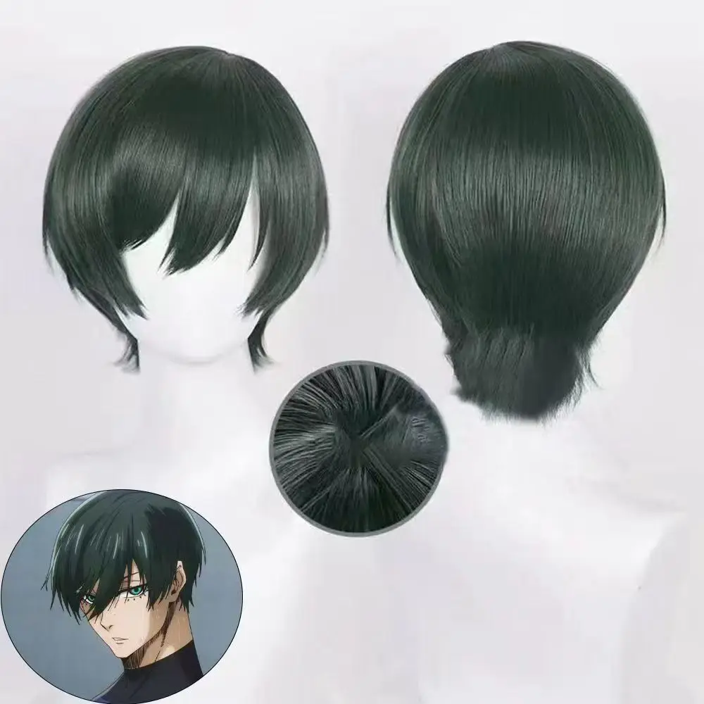 

Косплей аниме BLUE LOCK Rin Itoshi зеленые/черные короткие термостойкие синтетические волосы с подкладкой из розовой сетки